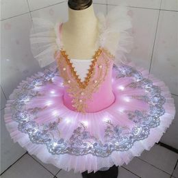 Dancewear Led Ballet Professional Ballet Tutu Skirt Ballerina Ballet Dress For Child Kids Girls Adult Led Tutu Dance Costume Pancake Tutu 230829