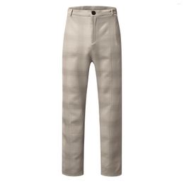 Men's Pants 4 Seasons Fashion Trousers Business Straight Slim Casual Loose Plaid Zipper Long Pattern Print Retro Street