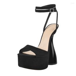 Sexy Toe Platform Sandals Peep Solid Color Buckle Strap Pumps Slingback Party Women Shoes Fashion Zapatos Mujer 6138