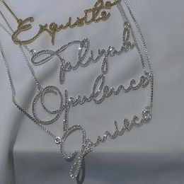 Pendant Necklaces DUOYING Custom Name Script Nameplate Necklace Birthstone Pave Outline Zircon Choker Luxury Jewellery Cute Gift 230828