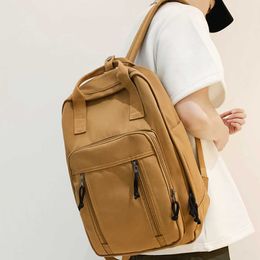 Solid Color Canvas Men Backpack For Women College Student Vintage Laptop Bag Portable Lady Travel Backpack Fashion Schoolbag HKD230828
