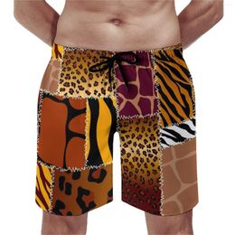 Men's Shorts Board Animal Patchwork Print Classic Swimming Trunks Retro Men Fast Dry Sports Trendy Plus Size Beach Short Pants