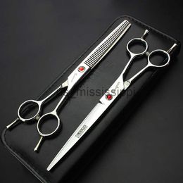 Scissors Shears Japan 7inch Personalised ruby professional hair styling barber scissors tool set salon dedicated hairdressing scissors x0829