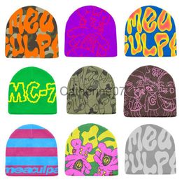 Stingy Brim Hats New Designer Sense Niche Cold Cap Warm Fashion All Colour Mea culpa Beanie Knitting Cap Men Women Paragraph Quality Wool Cap J230829