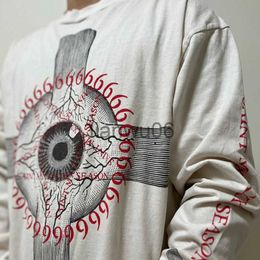 Men's Hoodies Sweatshirts White Saint Michael Sweatshirts Pullovers Abstract Printing Loose Casual Oneck Long Sleeve SAINT MICHAEL Top Tee J230829