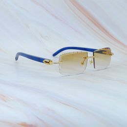 Iced Out Sun Glasses Rhinestones Eyewear Blue Wood Desginer Brand Luxury Designer Carter Vintage Sunglasses Mens Decoration Gold Frame