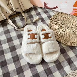 Women Fur slippers designer Fluffy slippers Leopard print plush slippers Warmth wool slipper winter casual Muller slippers Classic plush Triumphal slipper