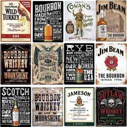Metal Painting Whiskey Red Wine Retro Metal Tin Sign Vintage Plaque Art Poster Interior Decoration Bar Club Man Cave Iron Painting Wall Sticker x0829