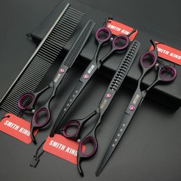 Scissors Shears 7 inch Professional Pet grooming scissors Straight Thinning ers Curved ShearsLeather bagkitscase 230828