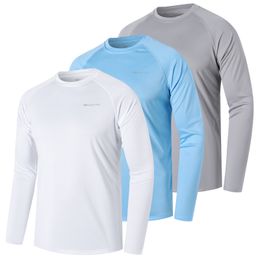 Mens TShirts 3 Pack Long Sleeve UPF 50 Rash Guards Diving UV Protection Lightweight TShirt Loose Fit Swimming Quick Drying Surfing 230829