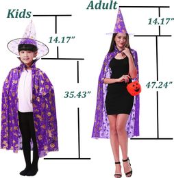 Halloween Witch Costumes Hat Wizard Cloak Cape for Boys Girls Womens Pumpkin Role Play Costume