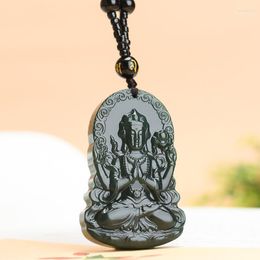 Pendant Necklaces Natural Hetian Jade Guan Yin Necklace Men Women Real Chinese Nephrite Jades Guanyin Buddha Feng Shui Charm Lucky Amulet