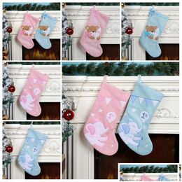 Christmas Decorations 4 Style Stocking Party Decoration Kids Candy Bags Cute Small Bear Elephant Xmas Stocks Favor Gift Drop Delivery Dh5Sv