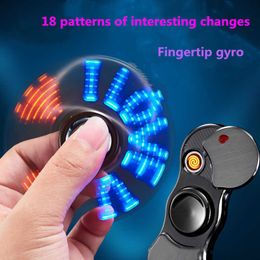 Creative Spinning Top USB Electric Lighter Cool LED Light Bar Plasma Metal Windproof Tungsten Wire Turbo Pulse 4P8K