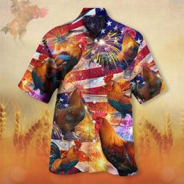 Men's Casual Shirts Spring/summer Fashion Independence Day Flag Stately Rooker Turkey Print Party Beach Camisas De Hombre Business