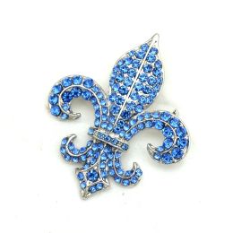 2" Vintage Silver Clear Rhinestone Fleur De Lis bright Crystal Bridal Pin Brooch