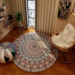 Carpets Persian Style Living Room Decoration Carpet Retro Round Rugs for Bedroom Home Chair Floor Mat Large Area Non-slip Washable Rug x0829