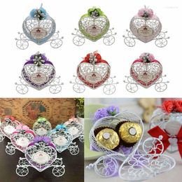 Gift Wrap Metal Candy Boxes For Wedding S Bags With Ribbons Flower Souvenirs Guests Carriage Style