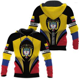Men's Hoodies Customize Name Colombian Flag Badge 3D Hoodie Women's Casual Sweatshirt Spring Zipper Fashion Harajuku