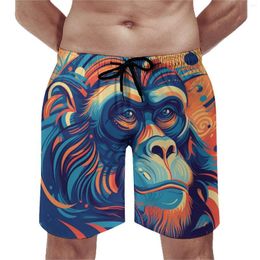 Men's Shorts Board Monkey Hawaii Swim Trunks Abstraction Illustration Males Quick Dry Sports High Quality Plus Size Beach Short Pants