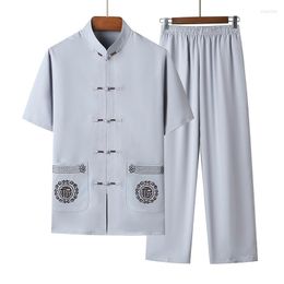 Men's Tracksuits Tang Suit Chinese Style Summer Middle-aged And Elderly Grandpa Hanfu Dad Zhongshan