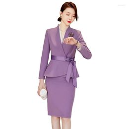 Two Piece Dress Lenshin Long Skirt Suits Women Temperament Autumn Winter Formal Slim Blazer Sets Office Ladies Business Work Wear