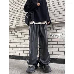 Men's Pants Baggy Leather Men Oversized Fashion Casual Wide Leg Streetwear Korean Loose Hip-hop Straight Mens Trousers