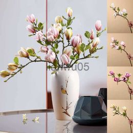 Faux Floral Greenery Artificial Magnolia Flower Branch For Home Living Room Decoration Fake Silk Flower Plant Wedding Party Simulation Flower Bouquet x0829