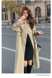 Women's Trench Coats Spring And Autumn Dress Lapel Double Breasted Fashion Casual Loose Coat Ladies Waterproof Long