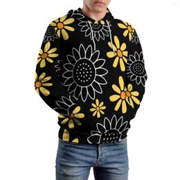 Men's Hoodies Sunflower Pattern Loose Cute Flower Y2k Hoodie Men Long Sleeve Oversize Korean Fashion Graphic Clothing