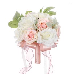 Decorative Flowers Elegant Wedding Bouquet Artificial Roses Fake Flower For Bride Bridesmaids Perfect Weddings & Home Decor