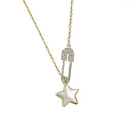 Pendant Necklaces Fashion Good Quality Korean Zirconia Paper Clip Shell Five Star For Women Jewelry