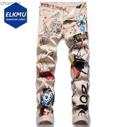 Graffiti Fashion Skinny Jeans Denim Pants for Men 2022 New Hip Hop Streetwear Harajuku Jeans Trousers Luxury Designer Jean Pants HKD230829