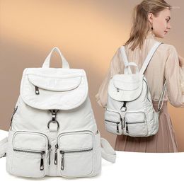 School Bags Backpacks Anti-thief Soft Leather Backpack Leisure Large Capacity Travel Solid Bag Schoolbag Shoulder Ladies Handbags