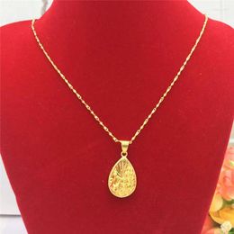 Pendant Necklaces Fashion Thailand Light Yellow Gold Colour Necklace For Women's Wedding Engagement Jewellery Delicate Peacock Feather
