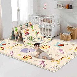 Carpets Baby Play Mat Foldable Carpet Cute Animals Printed Baby Crawling Mat Reversible Play Gym Mat Non-Slip Waterproof 180*150*0.5cm x0829