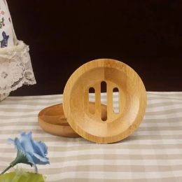 Fashion Round Soap Dish Eco-friendly Natural Bamboo Handmade Mini Bathroom Soap Rack 8x8cm Other Bath Toilet Supplies