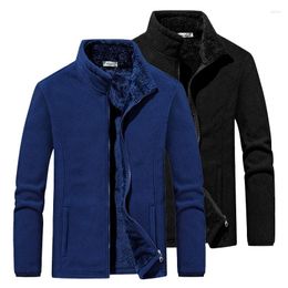 Men's Hoodies 2023 Winter Mens Warm Standing Collar Fleece Jacket Big Size Thickened Sweater Zipper Cardigan Loose