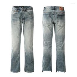 Men's Jeans High Quality Vibe Classic Clean Fit Street Vintage Wash Small Ripped Micro Flared Casual Unisex Style