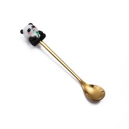 Animal styles Small Cute Dessert Spoon Panda Stainless steel spoon fruit forks