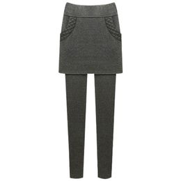 Capris Winter Veet Thick Skinny Leggings Pants Female Skirt + Long Trousers Large Size 4xl 5xl 6xl Warm Skirts Trousers for Women