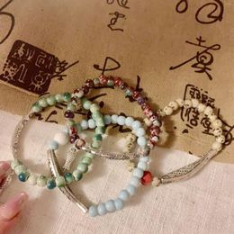 Charm Bracelets Chinese Ethnic Style Middle Ancient Colorful Ceramic Beads Bracelet For Women Aesthetic Elegant Gentle Vintage Accessories