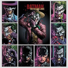 Metal Painting Manga Joker Bats Poster ic Comics Canvas Painting Prints Wall Art Pictures for Living Room Home Decor Gift No Frame x0829