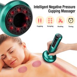 Back Massager Electric Cupping Massager Vacuum Suction Cup Therapy GuaSha Anti Cellulite Beauty Health Scraping Infrared Heat Slimming Massage 230828