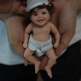 Dolls 6" Micro Preemie Full Body Silicone Big Eyes Doll "Mason" and "Mila"Lifelike Mini Reborn Bady Surprice Children Anti-Stress 230829