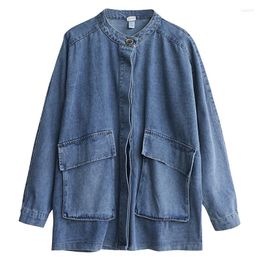 Women's Jackets SuperAen Oversize Women Clothing Autumn 2023 Casual Denim Jacket Loose Jeans