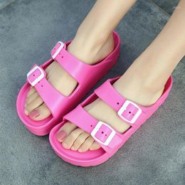 Slippers Summer Women Sandals Thick Soled Casual Outside Wear Double Buckle Lightweight Non-Slip Beach Shoes