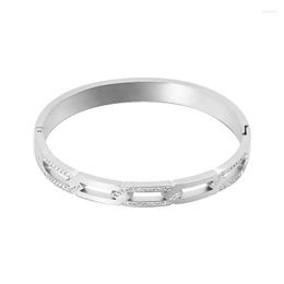 Bangle Luxury Square Crystal Stainless Steel Bangles Bracelets For Women Friends Gifts Fashion Cuff Couple Wedding Party Jewelry