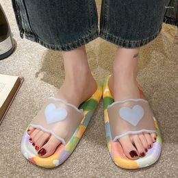 Slippers 2023 PVC Women Flats Platform Summer Sandals Transparent Slingback Flip Flops Casual Shoes Ladies Home Soft Slides