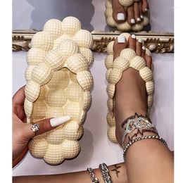 Slippers Bubble Girl Summer Flip-flops Comfortable Foot Massage Home Slides Cute Litchi Ball Beach Sandals